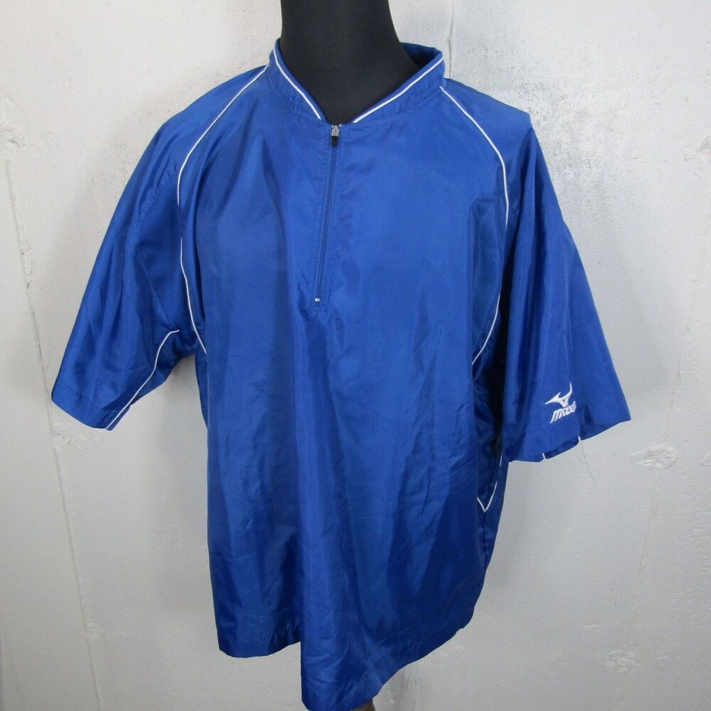 Mizuno Men's XL Batting Cage Short Sleeve 1/4 Zip Jacket Pullover Windbreaker